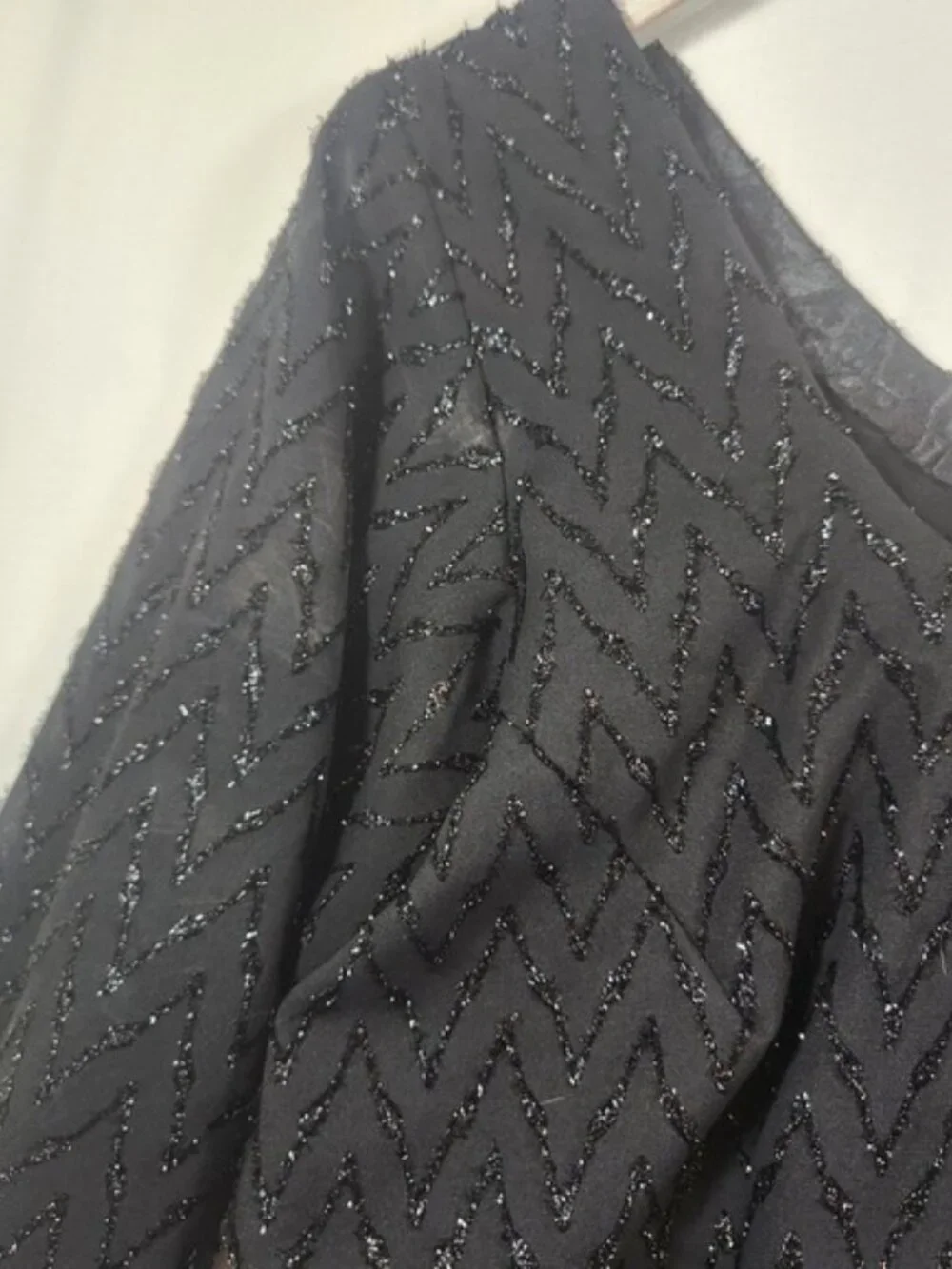 Handmade Black Glitter Chevron  Dress Elbow Sleeve Side Split Eras Tour Concert - Picture 4 of 11